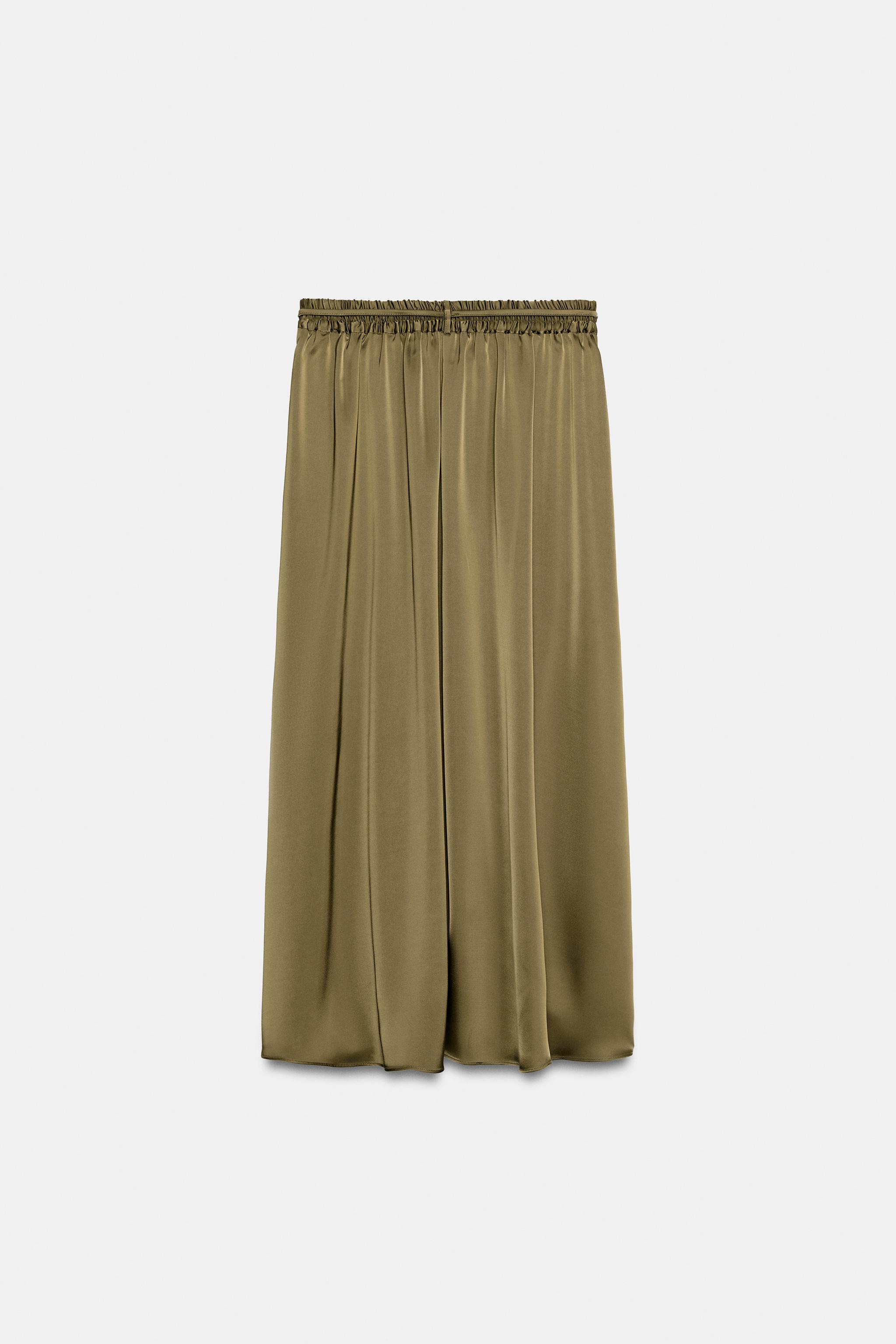 JUPE MI-LONGUE SATINÉE AVEC CEINTURE